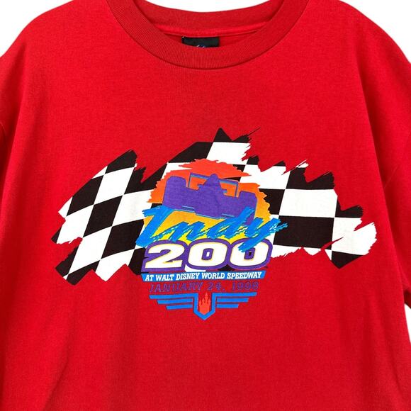 Disney Red Indy 200 Vintage 1998 Checkered Flag Short Sleeves T-shirt XL‎ - Picture 2 of 9